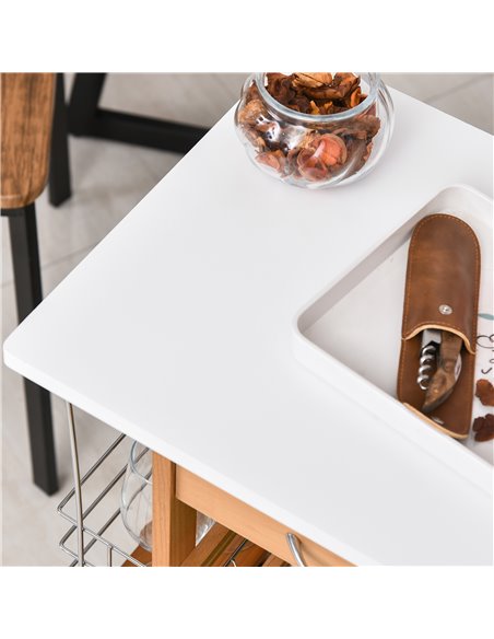HOMCOM Rolling Kitchen Cart, Utility Storage Cart with 4 Basket Drawers & Side Racks, Wheels for Dining Room, Brown 801-121V01ND - pic 59217 | FastDaddyshop