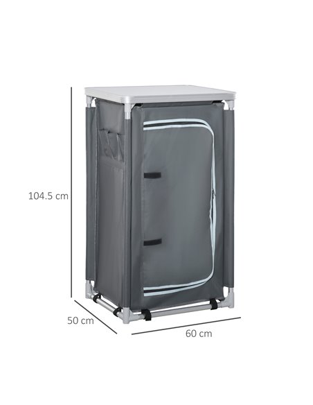 Outsunny Camping Kitchen Unit, 3-Shelf Cook Station with Storage Organiser & Carry Bag, Foldable for BBQs, Picnics, Grey A20-161 - pic 59220 | FastDaddyshop