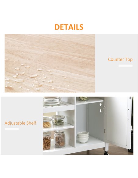 HOMCOM Kitchen Cart on Wheels with Embossed Door Panel, Utility Kitchen Island with Storage Drawer, White 801-210 - pic 59233 | FastDaddyshop