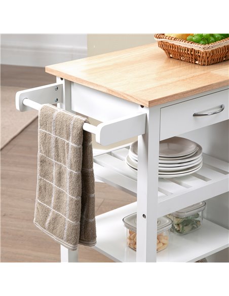 HOMCOM Kitchen Cart on Wheels with Embossed Door Panel, Utility Kitchen Island with Storage Drawer, White 801-210 - pic 59234 | FastDaddyshop