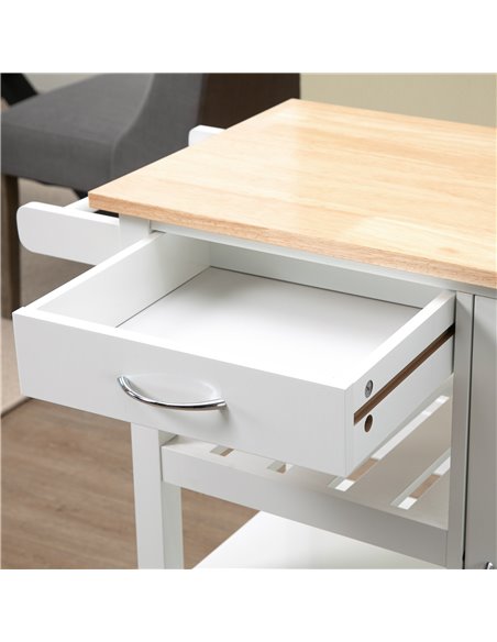HOMCOM Kitchen Cart on Wheels with Embossed Door Panel, Utility Kitchen Island with Storage Drawer, White 801-210 - pic 59235 | FastDaddyshop