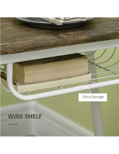 HOMCOM 3-Piece Dining Table and Chairs Set, Oval Kitchen Table with 2 Chairs, with Wire Storage Shelf and Steel Frame, Natural 8