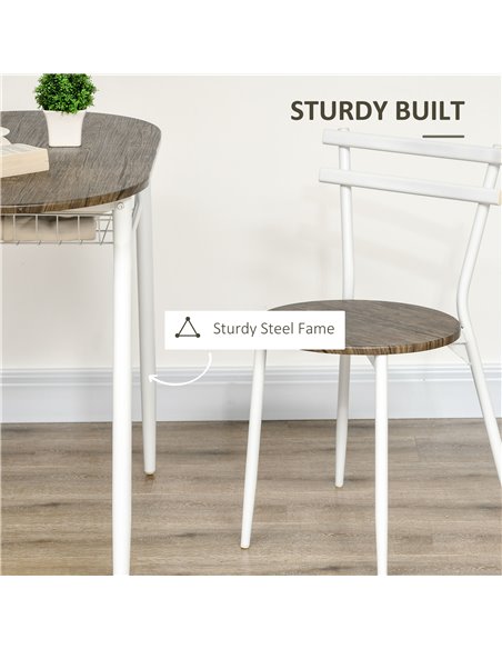 HOMCOM 3-Piece Dining Table and Chairs Set, Oval Kitchen Table with 2 Chairs, with Wire Storage Shelf and Steel Frame, Natural 8 - pic 59242 | FastDaddyshop
