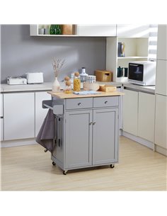 HOMCOM Rolling Kitchen Island on Wheels, Utility Serving Cart, Grey 801-237GY 2