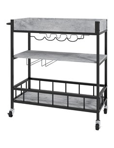 HOMCOM 3-Tier Kitchen Cart, Kitchen Island with Storage Shelves, Grey 801-345V00GY