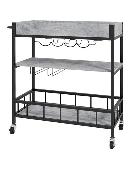 HOMCOM 3-Tier Kitchen Cart, Kitchen Island with Storage Shelves, Grey 801-345V00GY - pic 59254 | FastDaddyshop