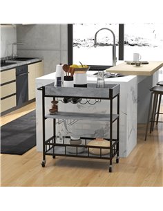HOMCOM 3-Tier Kitchen Cart, Kitchen Island with Storage Shelves, Grey 801-345V00GY 2
