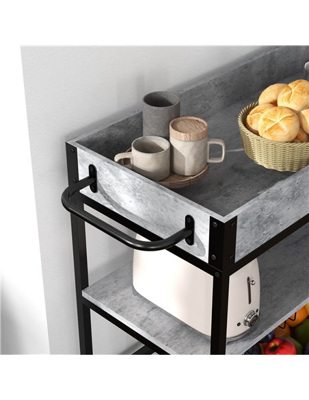 HOMCOM 3-Tier Kitchen Cart, Kitchen Island with Storage Shelves, Removable Tray, Wine Racks, Glass Holders, Faux Marbled Grey 80 - pic 59261 | FastDaddyshop