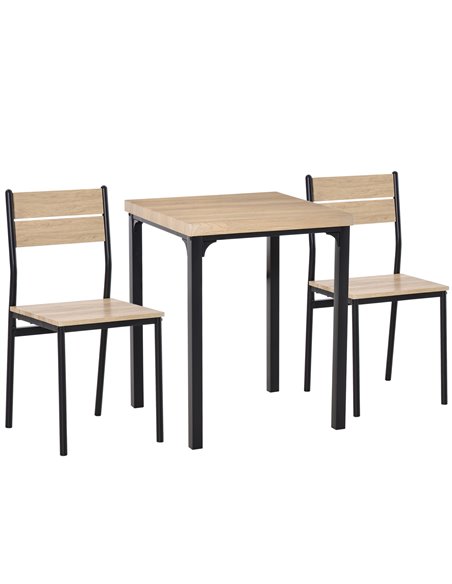 HOMCOM 3 Pieces Compact Dining Table 2 Chairs Set Wooden Metal Legs Bistro cafe Kitchen Breakfast Bar Home Furniture 835-090 - pic 59263 | FastDaddyshop