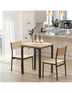 HOMCOM 3 Pieces Compact Dining Table 2 Chairs Set Wooden Metal Legs Bistro cafe Kitchen Breakfast Bar Home Furniture 835-090 2