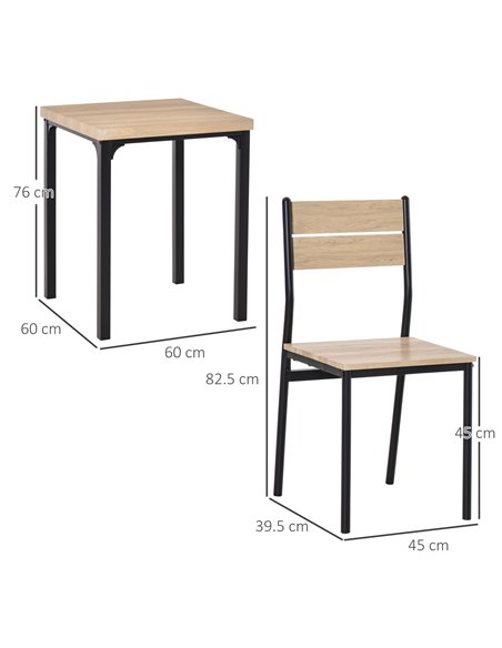 HOMCOM 3 Pieces Compact Dining Table 2 Chairs Set Wooden Metal Legs Bistro cafe Kitchen Breakfast Bar Home Furniture 835-090 - pic 59265 | FastDaddyshop