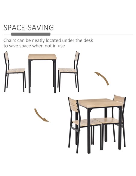 HOMCOM 3 Pieces Compact Dining Table 2 Chairs Set Wooden Metal Legs Bistro cafe Kitchen Breakfast Bar Home Furniture 835-090 - pic 59266 | FastDaddyshop