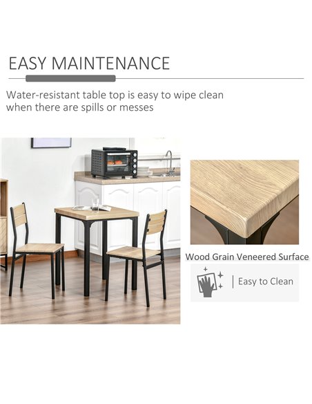 HOMCOM 3 Pieces Compact Dining Table 2 Chairs Set Wooden Metal Legs Bistro cafe Kitchen Breakfast Bar Home Furniture 835-090 - pic 59268 | FastDaddyshop