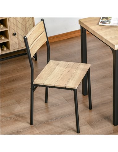 HOMCOM 3 Pieces Compact Dining Table 2 Chairs Set Wooden Metal Legs Bistro cafe Kitchen Breakfast Bar Home Furniture 835-090