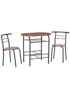 HOMCOM MDF 2 Person Dining Table Set, Natural Wood Colour 835-134