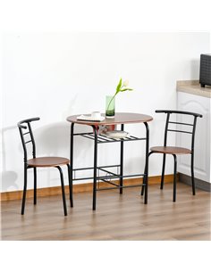 HOMCOM MDF 2 Person Dining Table Set, Natural Wood Colour 835-134 2