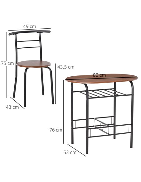 HOMCOM MDF 2 Person Dining Table Set 2-Seater Bar Stool and Table Set 835-134 - pic 59274 | FastDaddyshop