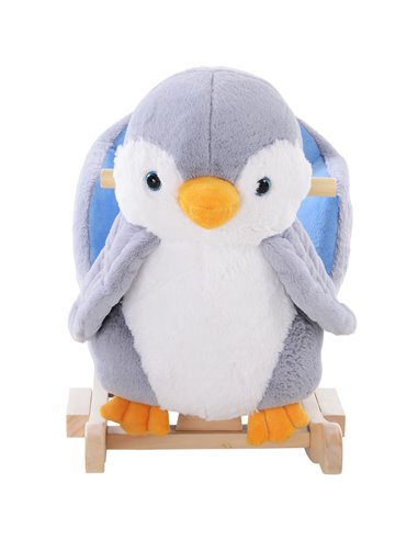 HOMCOM Rocking Animal Horse Penguin Colourful Plush Musical Button 32 Songs Wide Seat Handlebar Multicoloured