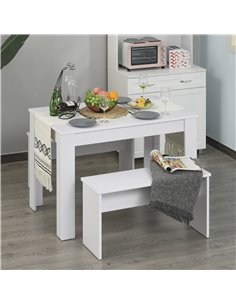 HOMCOM Kitchen Dining Table and 2 Benches Set, White 835-257 2