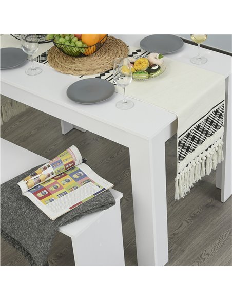 HOMCOM Kitchen Dining Table and 2 Benches Set, Table and Chairs Set for Limited Space, White 835-257 - pic 59287 | FastDaddyshop