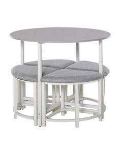 HOMCOM Modern Round Dining Table Set, Grey 835-340