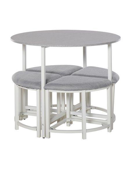 HOMCOM Modern Round Dining Table Set, Grey 835-340 - pic 59299 | FastDaddyshop