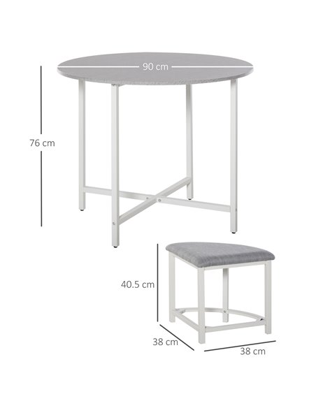 HOMCOM Modern Round Dining Table Set with 4 Upholstered Stools for Dining Room, Kitchen, Dinette 835-340 - pic 59301 | FastDaddyshop