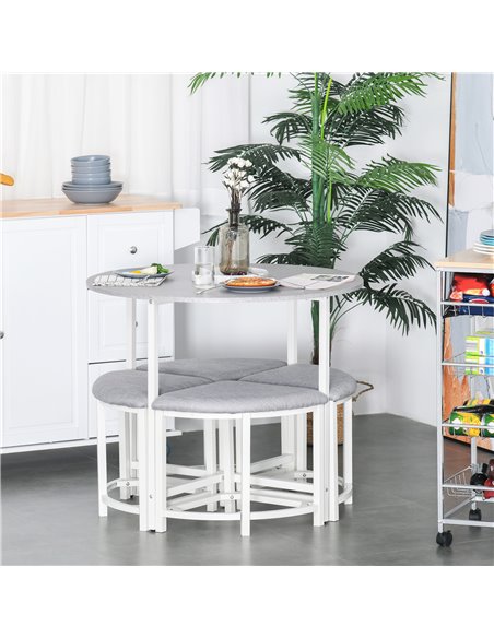 HOMCOM Modern Round Dining Table Set with 4 Upholstered Stools for Dining Room, Kitchen, Dinette 835-340 - pic 59306 | FastDaddyshop