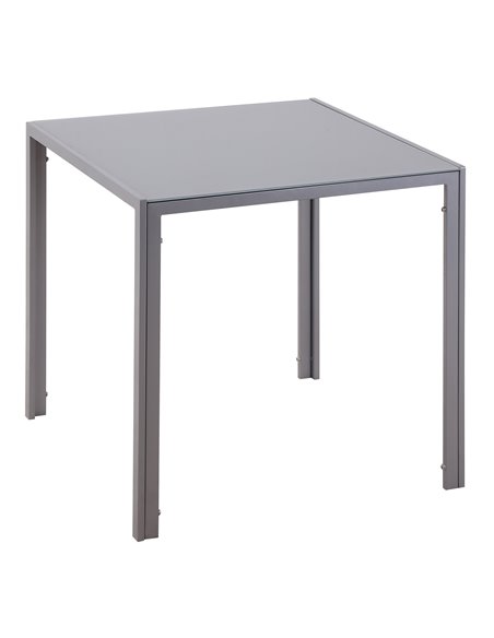 HOMCOM Modern Square Dining Table, with Glass Top & Metal Legs, Grey 835-480 - pic 59353 | FastDaddyshop