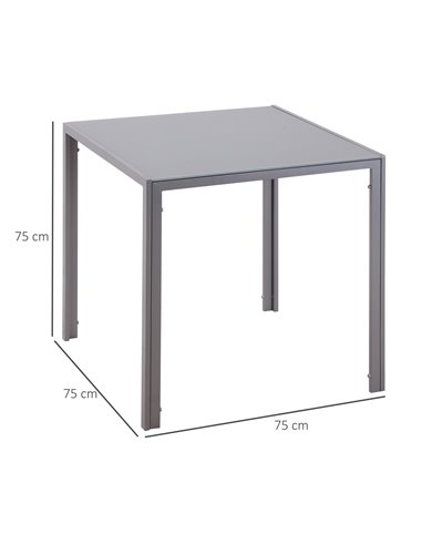 HOMCOM Modern Square Dining Table, Seats 4, with Glass Top & Metal Legs for Dining Room, Living Room, Grey 835-480