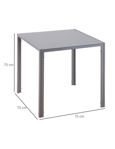 HOMCOM Modern Square Dining Table, Seats 4, with Glass Top & Metal Legs for Dining Room, Living Room, Grey 835-480 - pic 59355 | FastDaddyshop