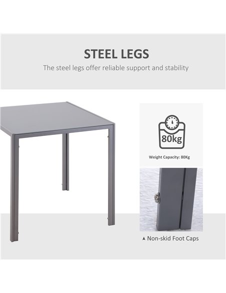 HOMCOM Modern Square Dining Table, Seats 4, with Glass Top & Metal Legs for Dining Room, Living Room, Grey 835-480 - pic 59357 | FastDaddyshop