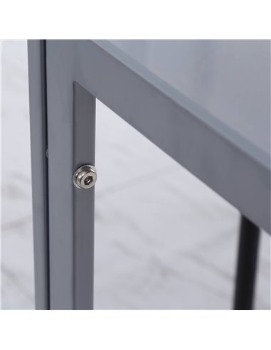 HOMCOM Modern Square Dining Table, Seats 4, with Glass Top & Metal Legs for Dining Room, Living Room, Grey 835-480