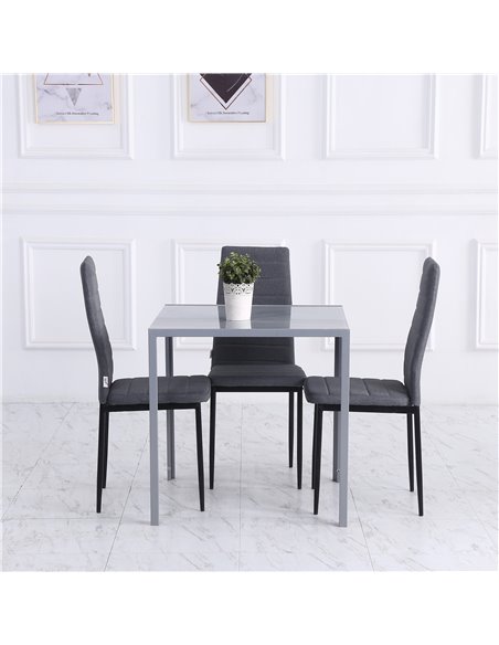 HOMCOM Modern Square Dining Table, Seats 4, with Glass Top & Metal Legs for Dining Room, Living Room, Grey 835-480 - pic 59361 | FastDaddyshop