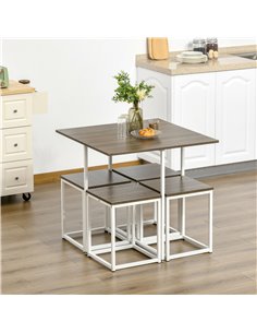HOMCOM Modern 5-Piece Dining Table Set, Walnut 835-551 2