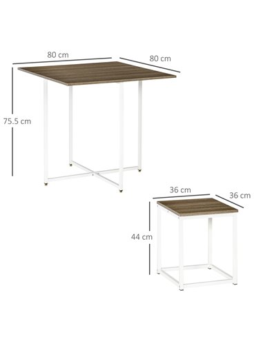 HOMCOM Modern 5-Piece Dining Table Set Metal Frame Square Kitchen Table with 4 Chairs for Dining Room, Walnut 835-551