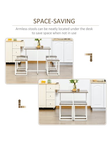 HOMCOM Modern 5-Piece Dining Table Set Metal Frame Square Kitchen Table with 4 Chairs for Dining Room, Walnut 835-551