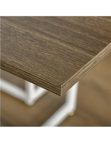 HOMCOM Modern 5-Piece Dining Table Set Metal Frame Square Kitchen Table with 4 Chairs for Dining Room, Walnut 835-551