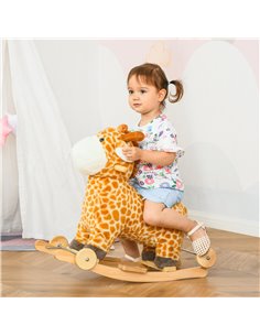 Homcom 2-IN-1 Kids Plush Rocking Horse Giraffe-shaped with Realistic Sounds 2
