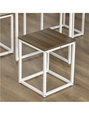 HOMCOM Modern 5-Piece Dining Table Set Metal Frame Square Kitchen Table with 4 Chairs for Dining Room, Walnut 835-551