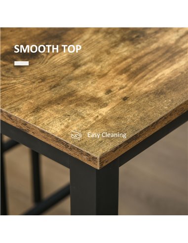 HOMCOM Industrial Bar Table Set, Breakfast Table with 2 Stools, 3-Piece Counter Height Dining Table & Chairs for Kitchen, Living