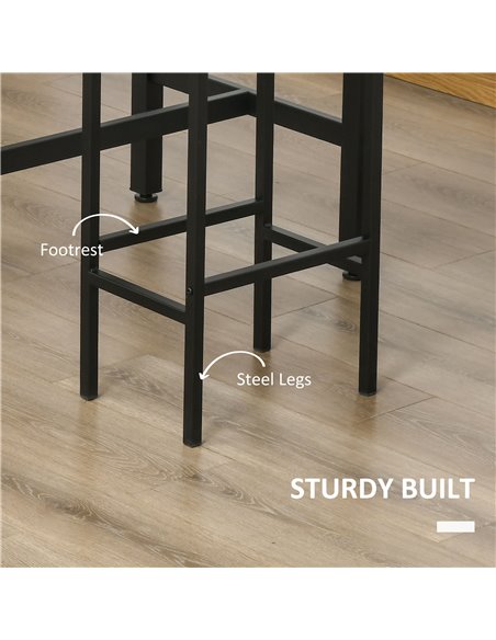 HOMCOM Industrial Bar Table Set, Breakfast Table with 2 Stools, 3-Piece Counter Height Dining Table & Chairs for Kitchen, Living - pic 59377 | FastDaddyshop