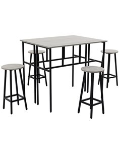 HOMCOM 6-Piece Bar Table Set, 2 Breakfast Tables with 4 Stools, Grey 835-678GY