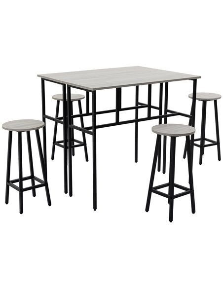 HOMCOM 6-Piece Bar Table Set, 2 Breakfast Tables with 4 Stools, Grey 835-678GY - pic 59389 | FastDaddyshop