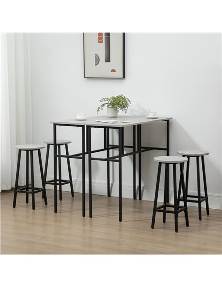 HOMCOM 6-Piece Bar Table Set, 2 Breakfast Tables with 4 Stools, Counter Height Dining Tables & Chairs for Kitchen, Living Room,  - pic 59390 | FastDaddyshop