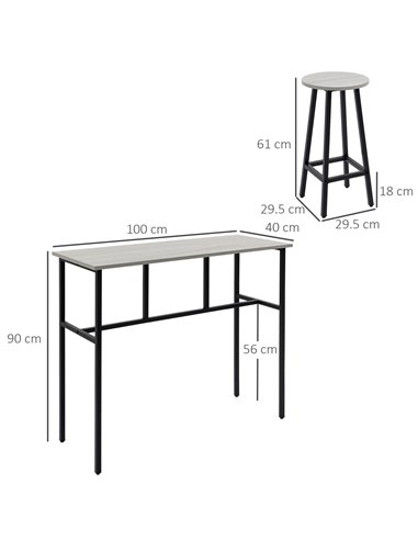 HOMCOM 6-Piece Bar Table Set, 2 Breakfast Tables with 4 Stools, Counter Height Dining Tables & Chairs for Kitchen, Living Room, 