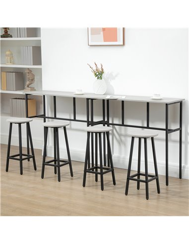 HOMCOM 6-Piece Bar Table Set, 2 Breakfast Tables with 4 Stools, Counter Height Dining Tables & Chairs for Kitchen, Living Room, 