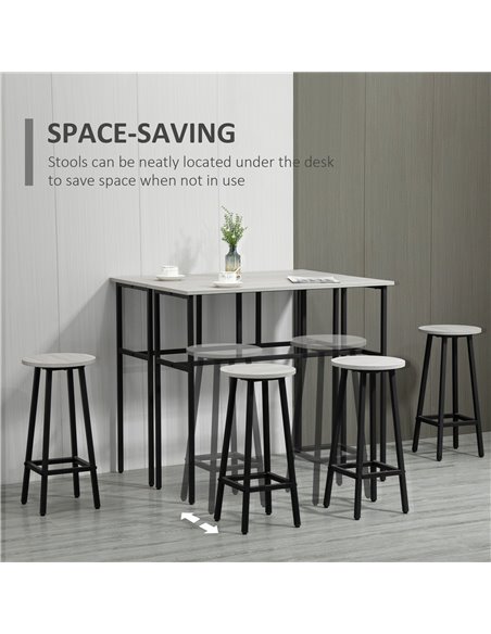 HOMCOM 6-Piece Bar Table Set, 2 Breakfast Tables with 4 Stools, Counter Height Dining Tables & Chairs for Kitchen, Living Room,  - pic 59394 | FastDaddyshop