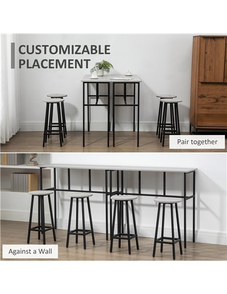 HOMCOM 6-Piece Bar Table Set, 2 Breakfast Tables with 4 Stools, Counter Height Dining Tables & Chairs for Kitchen, Living Room,  - pic 59395 | FastDaddyshop