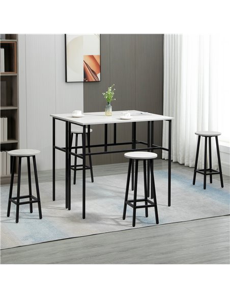 HOMCOM 6-Piece Bar Table Set, 2 Breakfast Tables with 4 Stools, Counter Height Dining Tables & Chairs for Kitchen, Living Room,  - pic 59396 | FastDaddyshop
